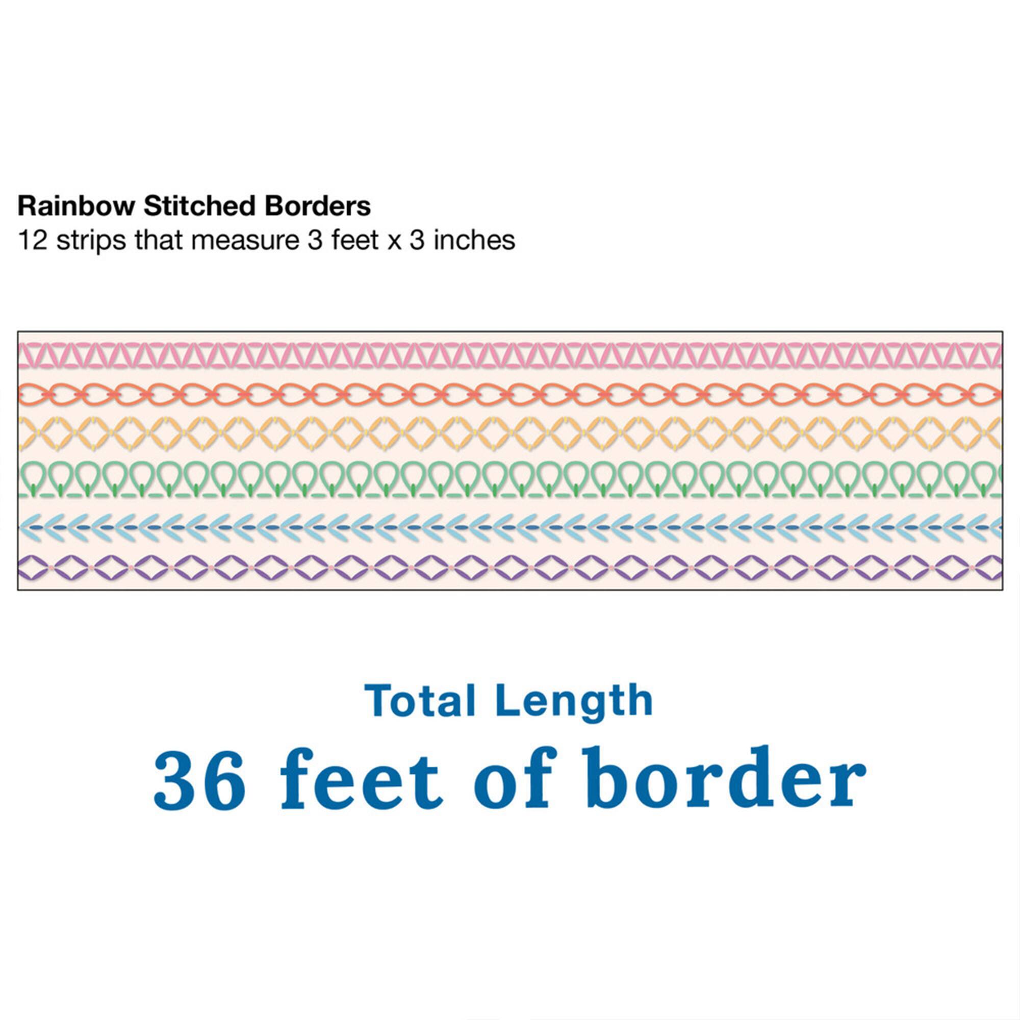 Dellosa® Education Crafty and Cool Rainbow Stitched Straight Border, 6 Packs of 12